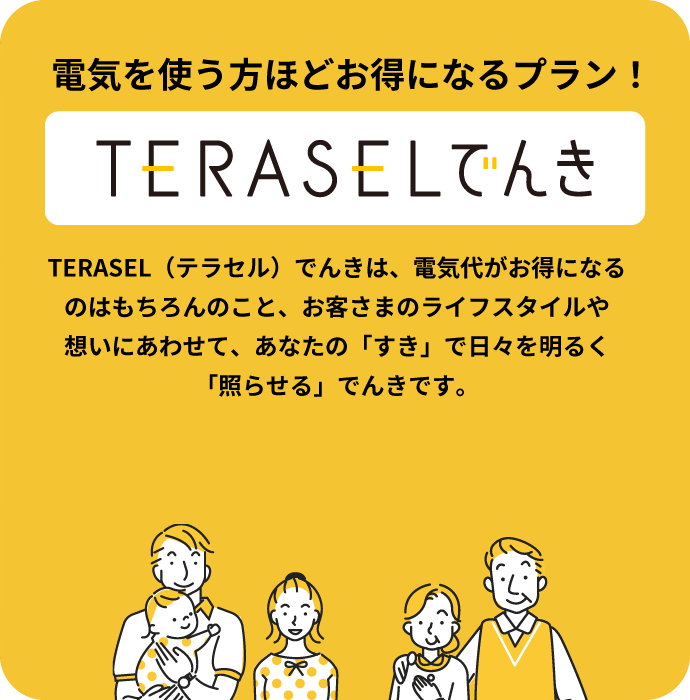 電気を使うほどお得になるプラン！ TERASELでんき